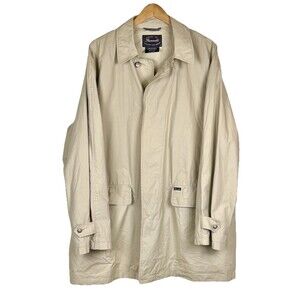 Men's Lightweight Old Money Preppy Beige Sz XL Khaki Overcoat Jacket Faconnable